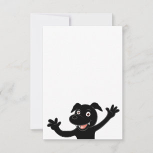 black lab waving cartoon thank you card