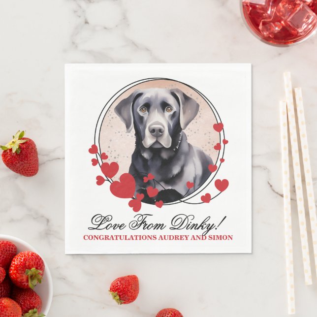 Black Lab Wedding Napkins With Dogs Photo (Insitu)