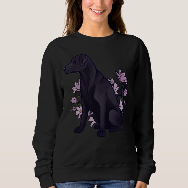 Black Lab With Flowers Sweatshirt (Front)