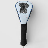 Black Lab with white Dog Golf Head Cover