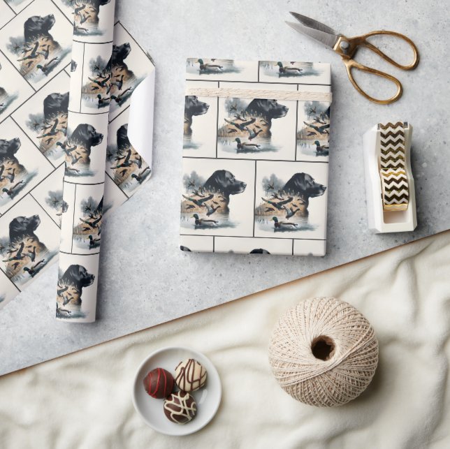 Black Labarador Retriever and Mallard Ducks Wrapping Paper (Crafts)