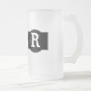 Black Label Monogrammed Frosted Glass Beer Mug