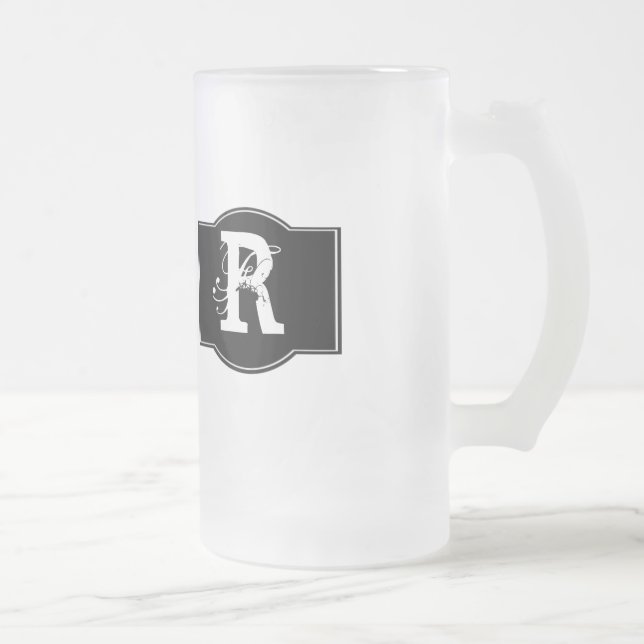 Black Label Monogrammed Frosted Glass Beer Mug (Right)