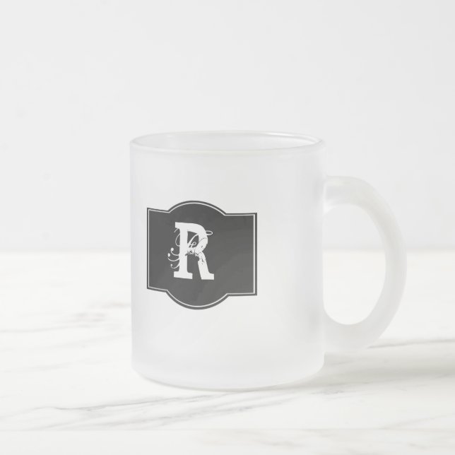 Black Label Monogrammed Frosted Glass Coffee Mug (Right)