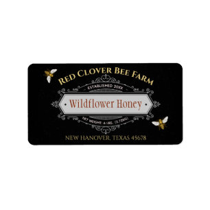 Black Label Vintage Ornamental Honey Jar Labels