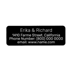 Black label with names and address information