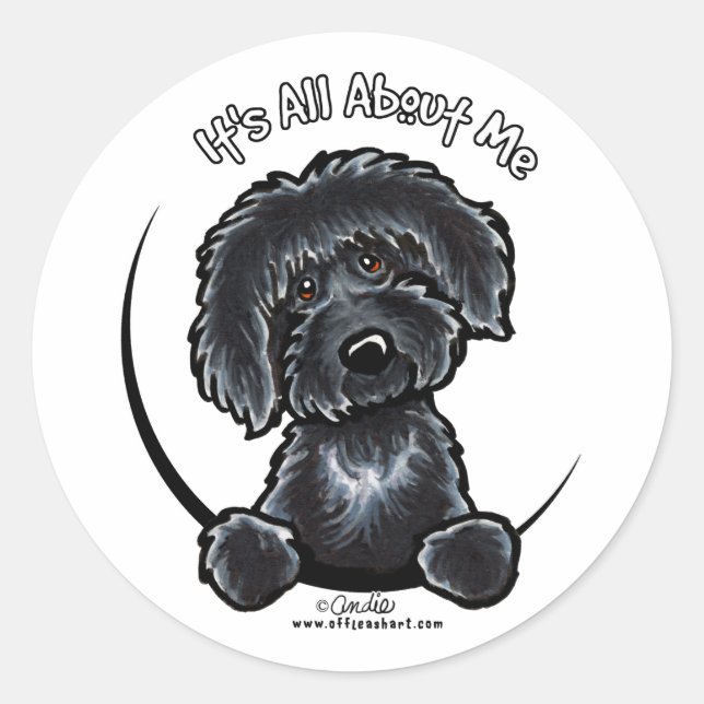 Black Labradodle IAAM Classic Round Sticker (Front)