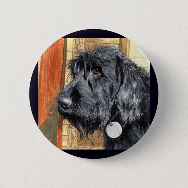 Black Labradoodle #1 Button (Front)