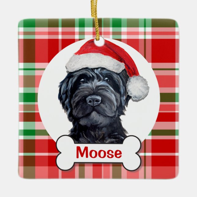 Black Labradoodle / Black Goldendoodle Ceramic Ornament (Front)