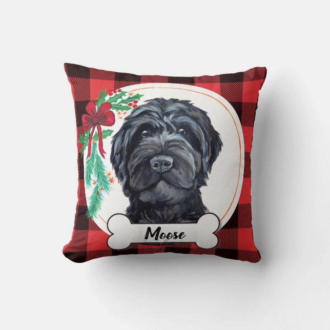 Black Labradoodle / Black Goldendoodle Cushion (Front)