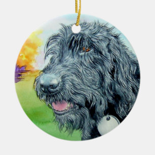 Black Labradoodle Ceramic Tree Decoration