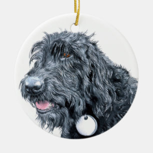 Black Labradoodle Ceramic Tree Decoration
