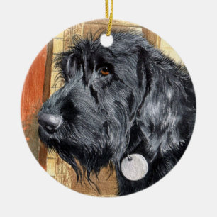 Black Labradoodle Ceramic Tree Decoration