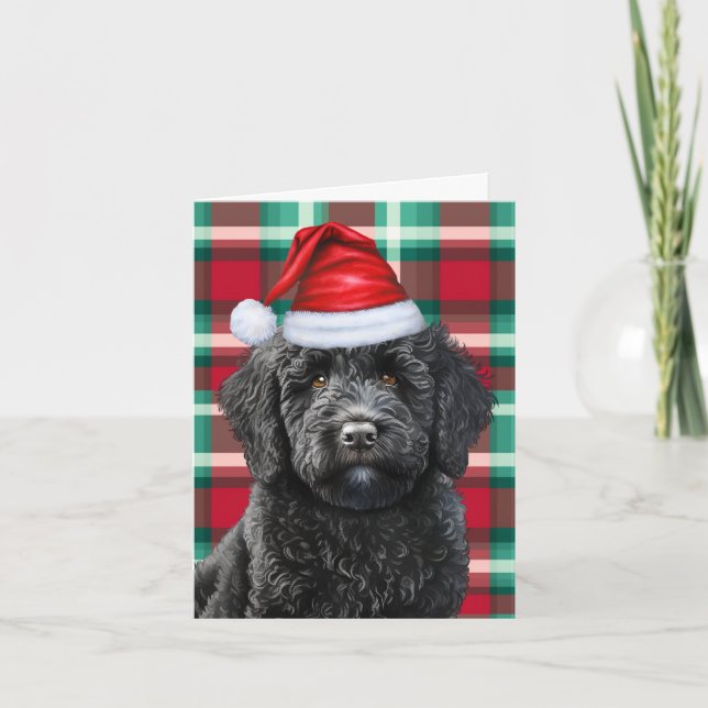 Black Labradoodle Christmas Dog Holiday Plaid (Front)
