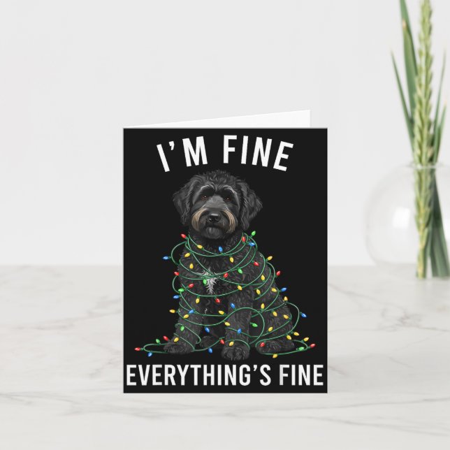 Black Labradoodle Christmas I'm Fine Everything Is Card (Front)