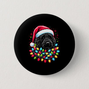 Black Labradoodle Christmas Tree Xmas Lights Doodl 6 Cm Round Badge