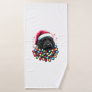 Black Labradoodle Christmas Tree Xmas Lights Doodl Bath Towel