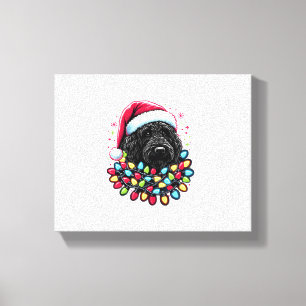 Black Labradoodle Christmas Tree Xmas Lights Doodl Canvas Print