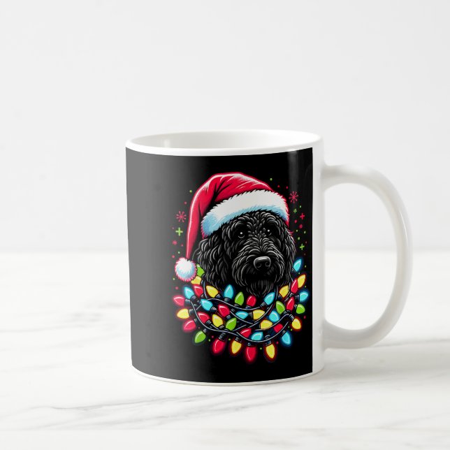 Black Labradoodle Christmas Tree Xmas Lights Doodl Coffee Mug (Right)