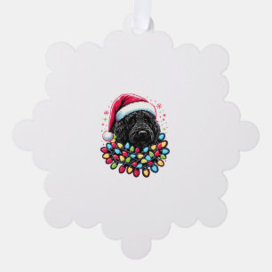 Black Labradoodle Christmas Tree Xmas Lights Doodl Decoration Card