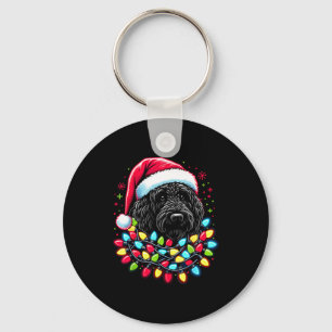 Black Labradoodle Christmas Tree Xmas Lights Doodl Key Ring