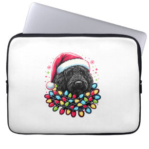 Black Labradoodle Christmas Tree Xmas Lights Doodl Laptop Sleeve
