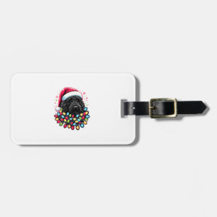 Black Labradoodle Christmas Tree Xmas Lights Doodl Luggage Tag