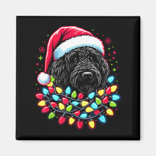 Black Labradoodle Christmas Tree Xmas Lights Doodl Magnet