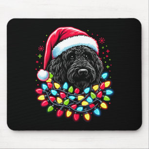 Black Labradoodle Christmas Tree Xmas Lights Doodl Mouse Mat