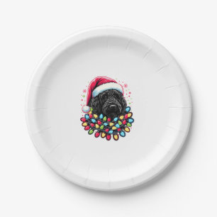 Black Labradoodle Christmas Tree Xmas Lights Doodl Paper Plate