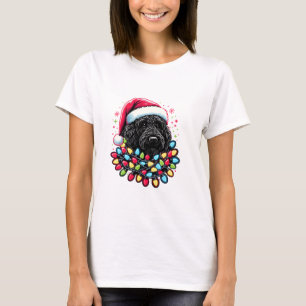 Black Labradoodle Christmas Tree Xmas Lights Doodl T-Shirt