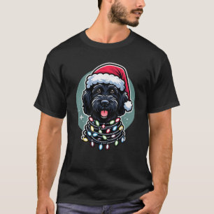 Black Labradoodle Christmas Tree Xmas Lights Doodl T-Shirt