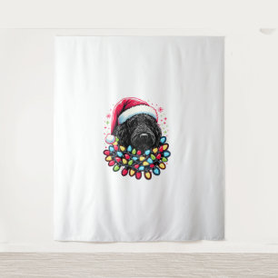 Black Labradoodle Christmas Tree Xmas Lights Doodl Tapestry