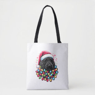 Black Labradoodle Christmas Tree Xmas Lights Doodl Tote Bag