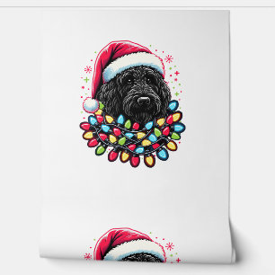 Black Labradoodle Christmas Tree Xmas Lights Doodl Wallpaper