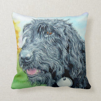 Black Labradoodle Cushion