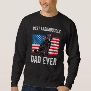 Black Labradoodle Dad American Flag Dog  Owner Fun Sweatshirt