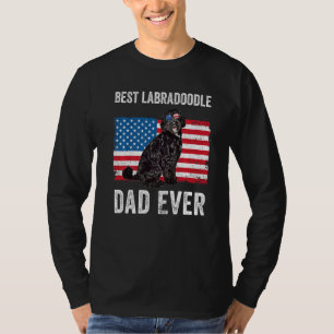Black Labradoodle Dad American Flag Dog Owner Fun T-Shirt