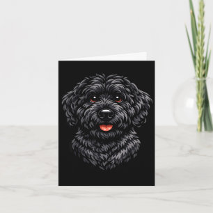 Black labradoodle dog cute doodle puppy art for card