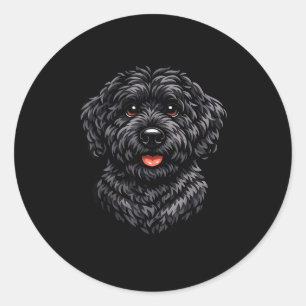 Black labradoodle dog cute doodle puppy art for classic round sticker