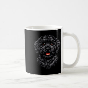 Black labradoodle dog cute doodle puppy art for coffee mug