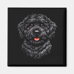Black labradoodle dog cute doodle puppy art for magnet