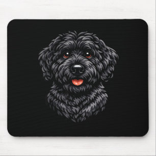 Black labradoodle dog cute doodle puppy art for mouse mat