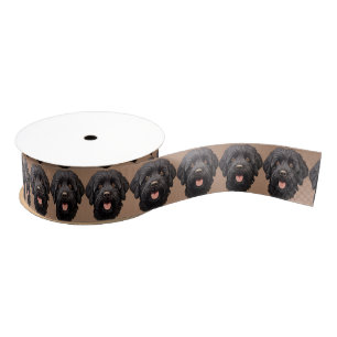 Black Labradoodle Dog Grosgrain Ribbon