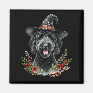 Black Labradoodle Dog Halloween Watercolor Artwork Magnet