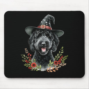 Black Labradoodle Dog Halloween Watercolor Artwork Mouse Mat