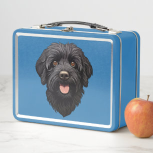 Black Labradoodle Dog Metal Lunch Box