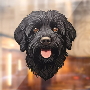 Black Labradoodle Dog Window Cling