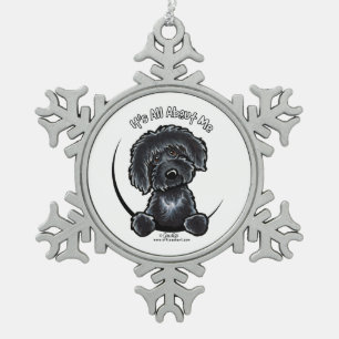 Black Labradoodle IAAM Snowflake Pewter Christmas Ornament
