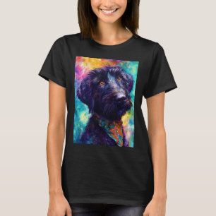 Black Labradoodle in a Colourful Bandanna T-Shirt